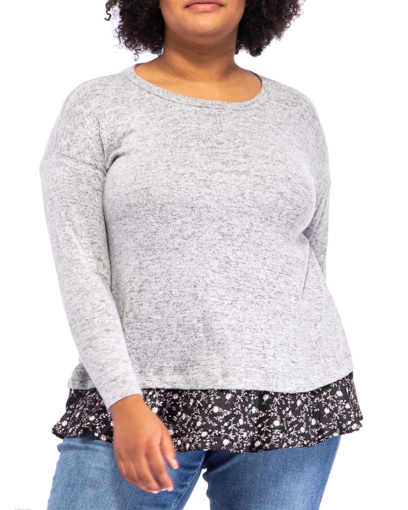 Plus size model wearing Andrea Long Sleeve Top by B COLLECTION BY BOBEAU CURVY | Dia&Co | dia_product_style_image_id:182402